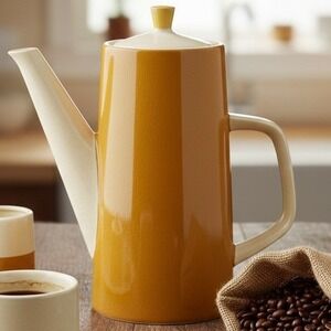 1970s Mikasa Terra Stone Coffee Pot Lid Japan MCM Retro Boho Kitchen Decor